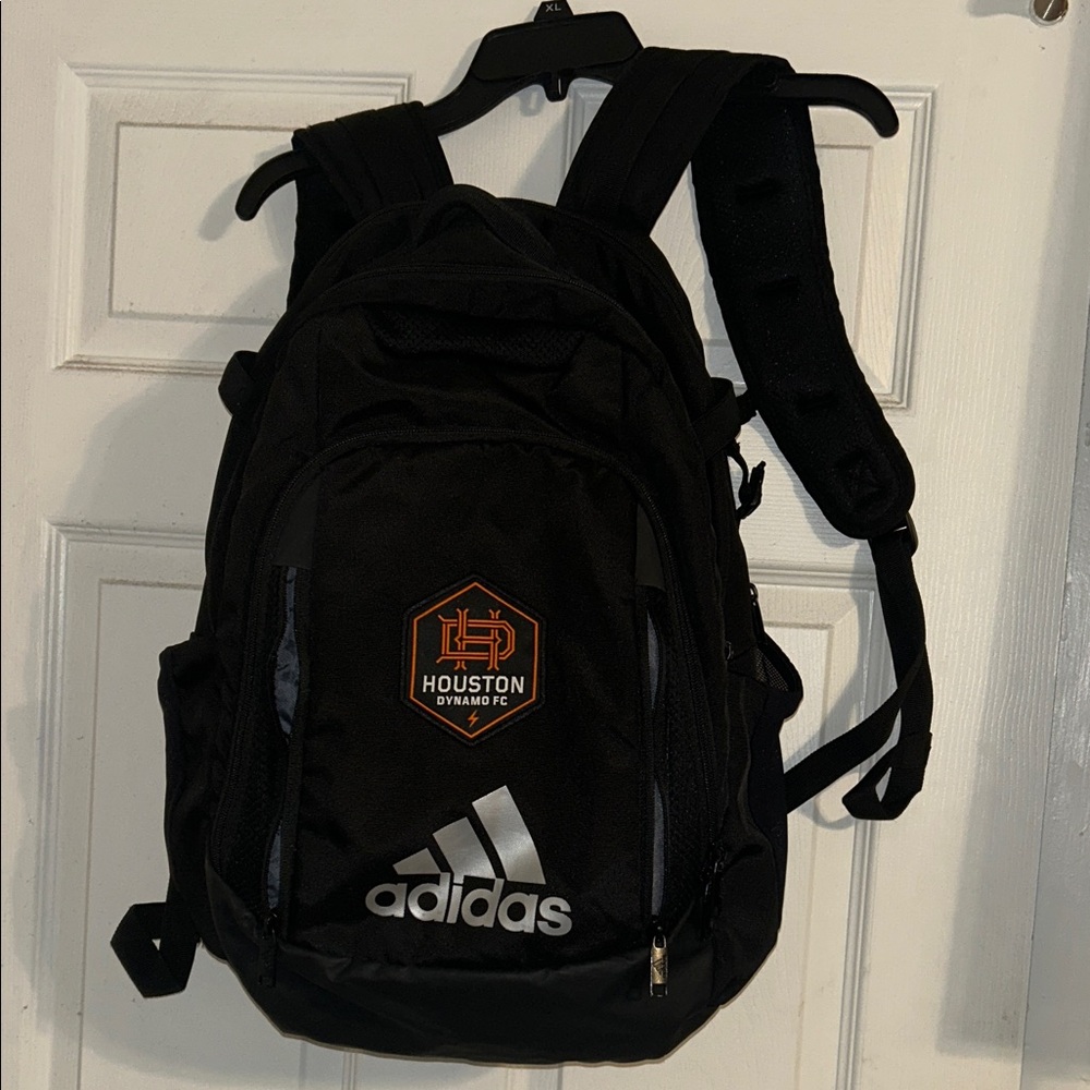 Adidas Black Backpack with Orange and Silver Accents